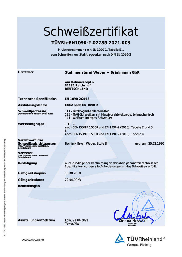 Schweißzertifizierung