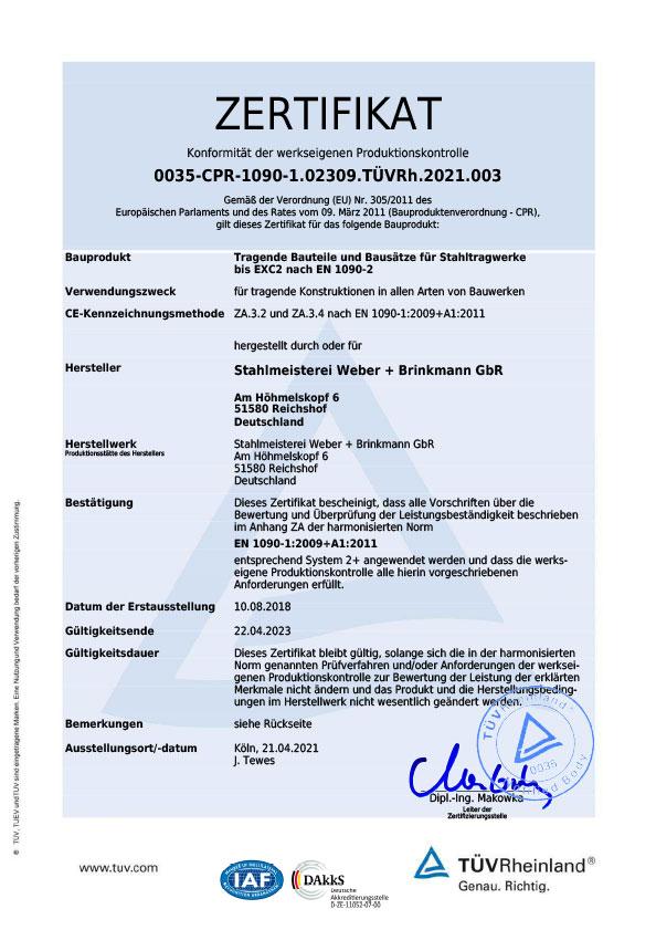 Zertifizierung Stahltragwerke
